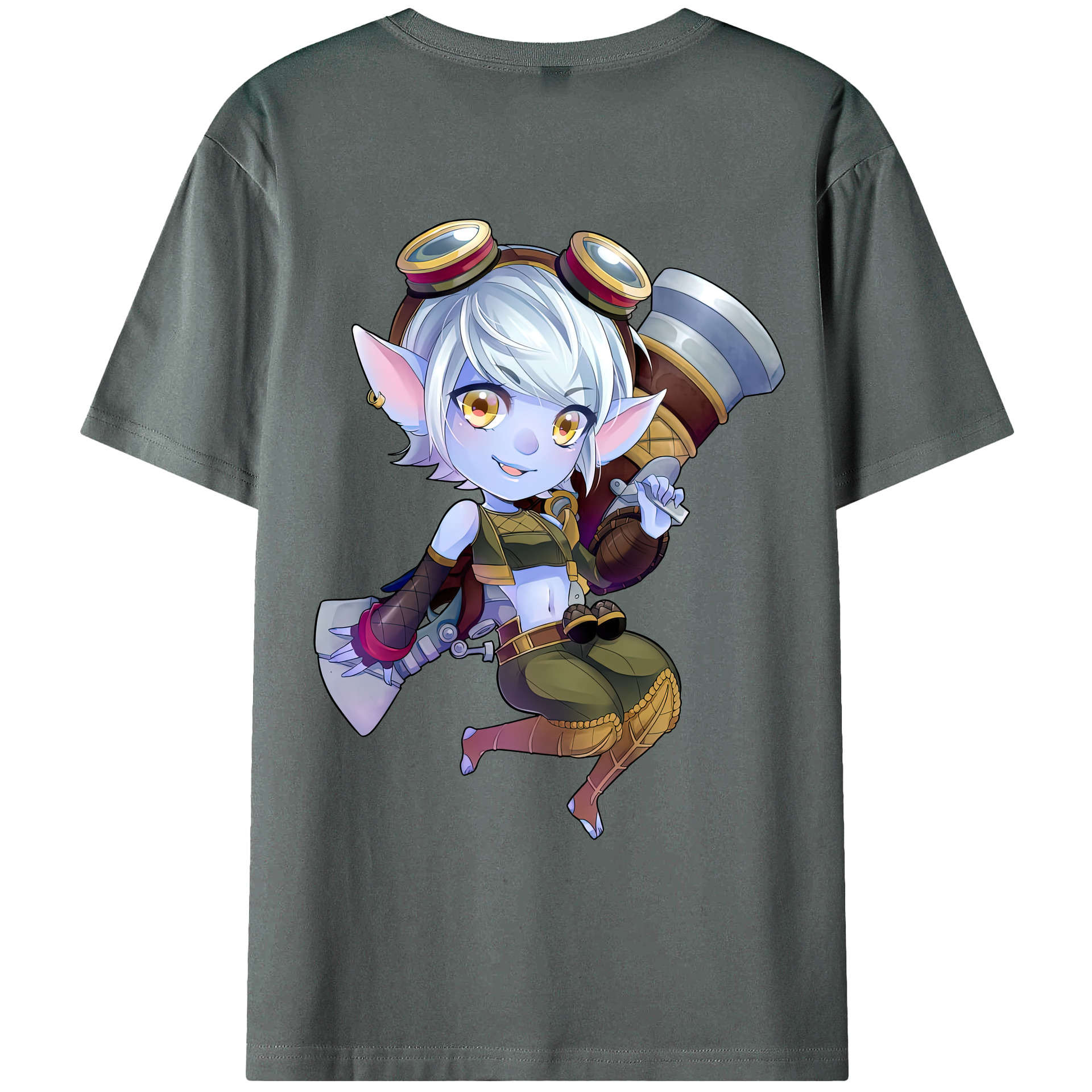 （画像用） リーグ・オブ・レジェンド League of Legends LOL 綿100％ メンズ半袖Tシャツ（バックプリント） 通気性